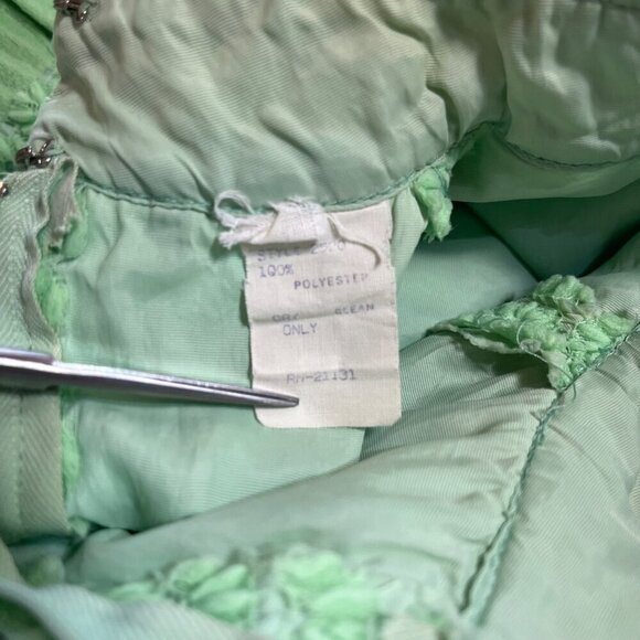 60s 70s Vintage Green Lace Bodice Dress with Permanent Pleated Skirt Belted XS - Picture 4 of 13